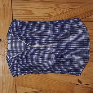 New York & Company womens short sleeve blue and white blouse small.